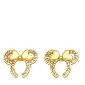 Gold Minnie Ears Crystal Stud Earrings